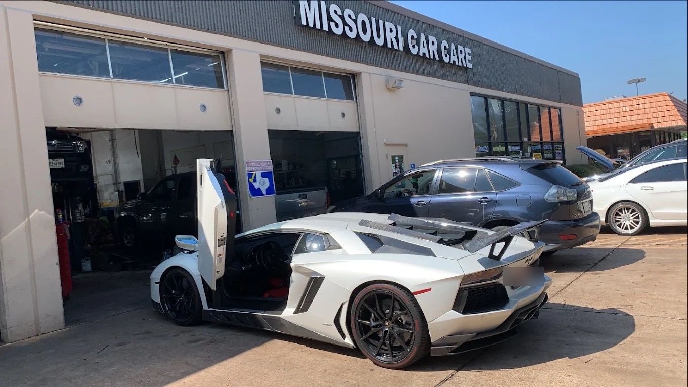 Lamborghini Aventador in front of Missouri Car Care, 1653 Cartwright Rd